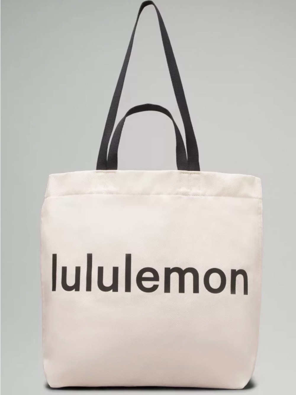 Lululemon Double Handle Canvas Natural & Black Logo Tote Bag NWT Sold Out